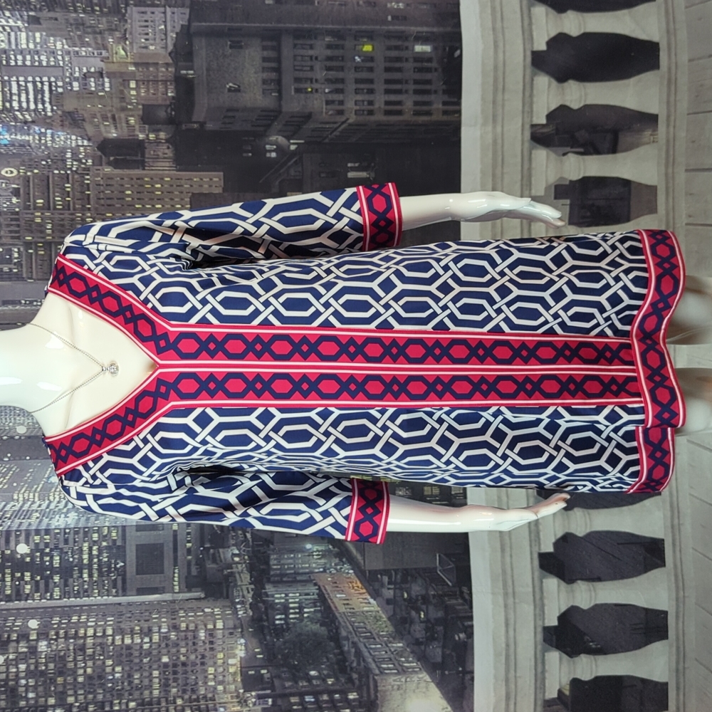 Mudpie Easton Sea Horse Cover-up Tunic Dress Navy Blue Small 4 6